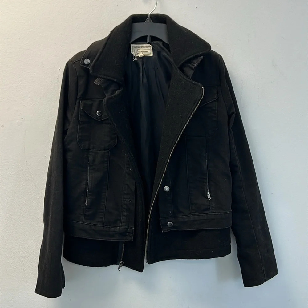 Current/Elliott The Studio Denim & Wool Jacket Coat Travertine 2 - Picture 7 of 7